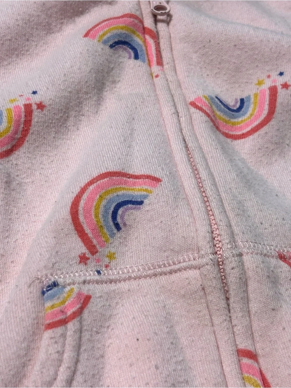 Oshkosh B’gosh Girls Hooded Fleece Lined Jacket Pink With Rainbows Size 18 M